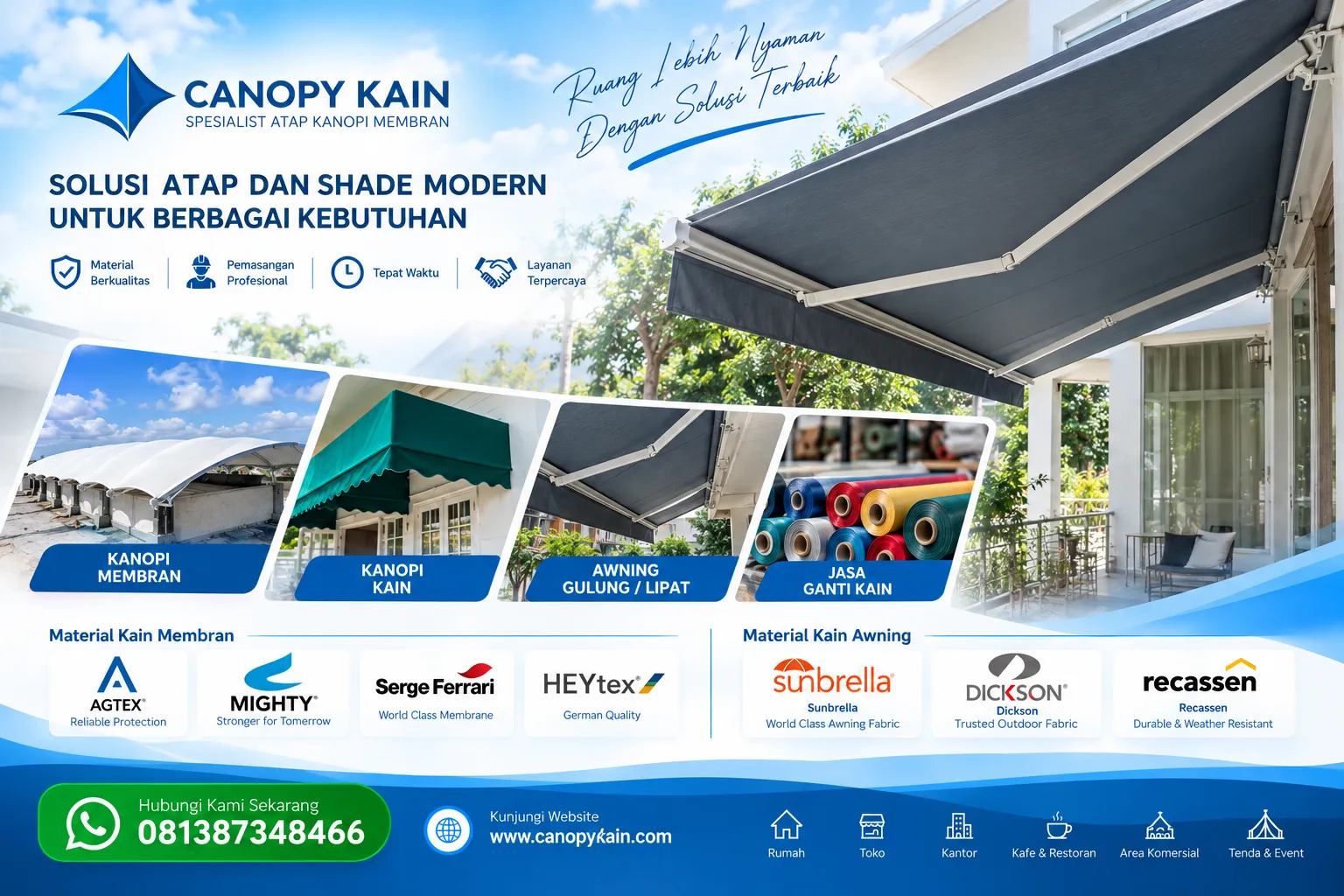Kontraktor Spesialis Canopy Kain dan Membran
